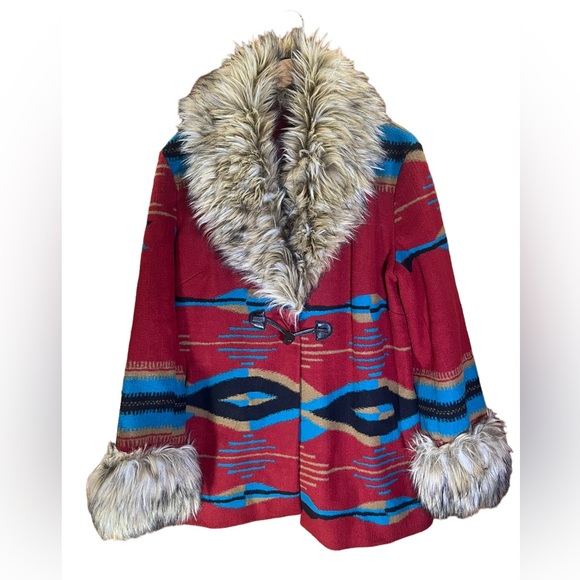 Jackets & Blazers - Tasha Polizzi Aztec penny lane afghan blanket jacket coat fur medium